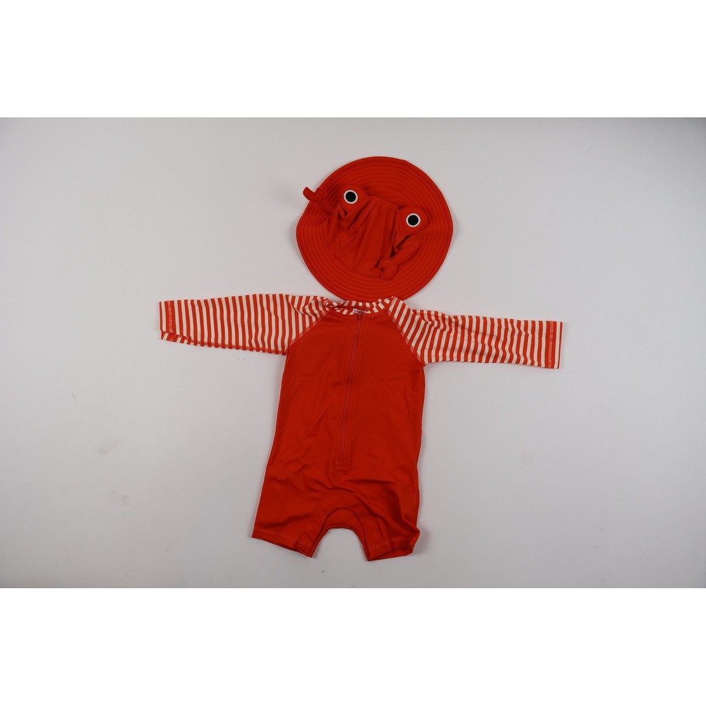 Hanna Andersson Sun Suit Crab Rash Guard Set Red Striped 18-24 Months